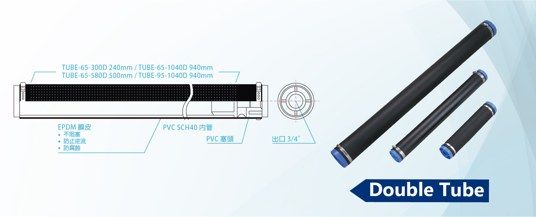 Double Tube Membrane Diffusers Sturcture