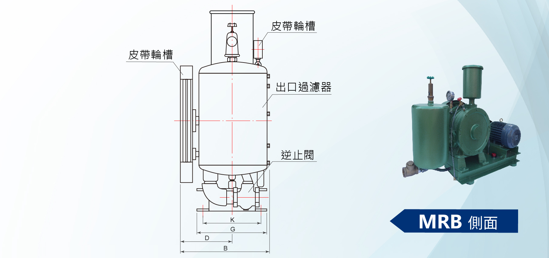 迴轉式鼓風機側面圖